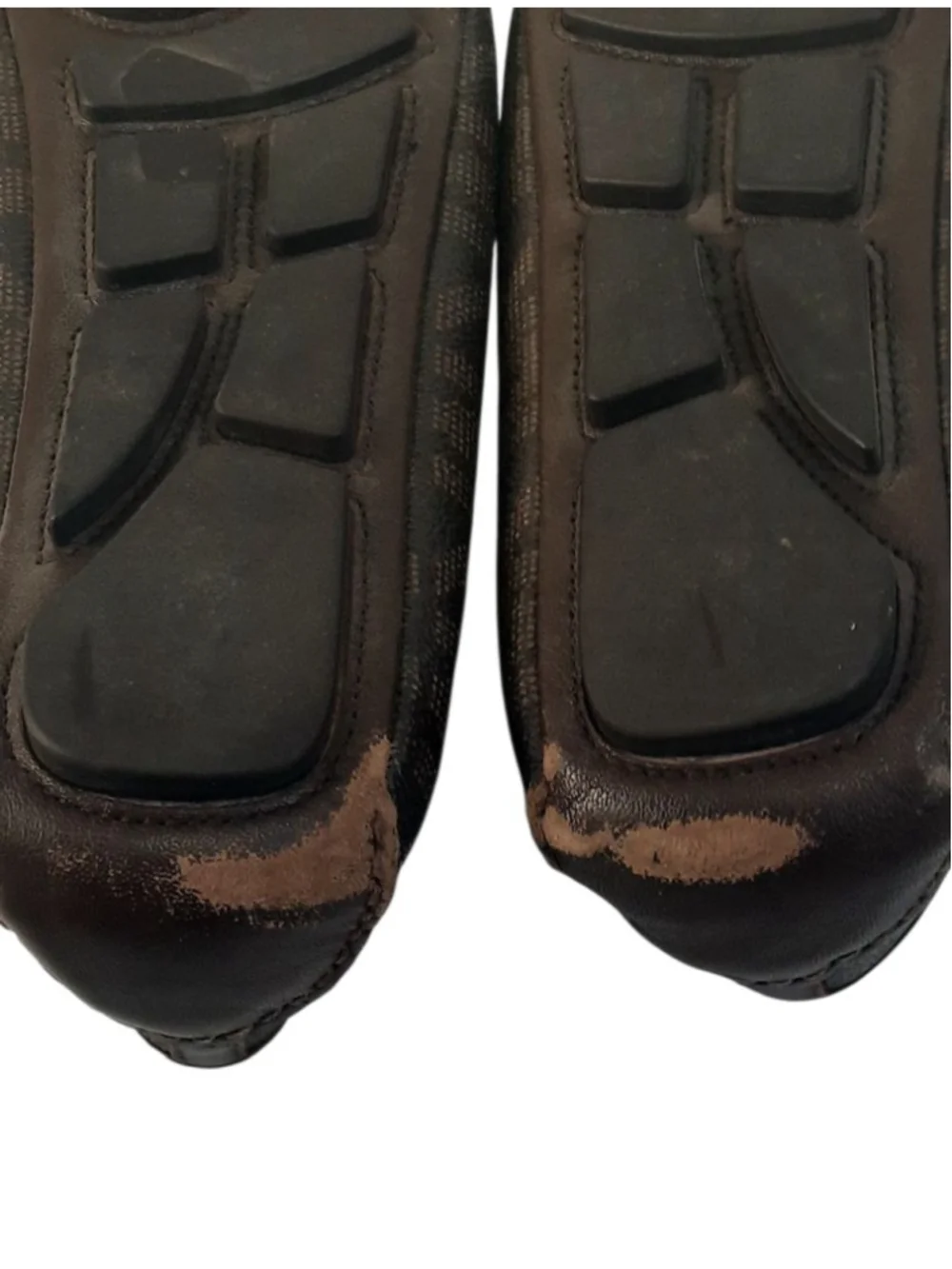 Michael Kors Fulton moccasin flats in brown logo PVC with gold hardware size 8.5